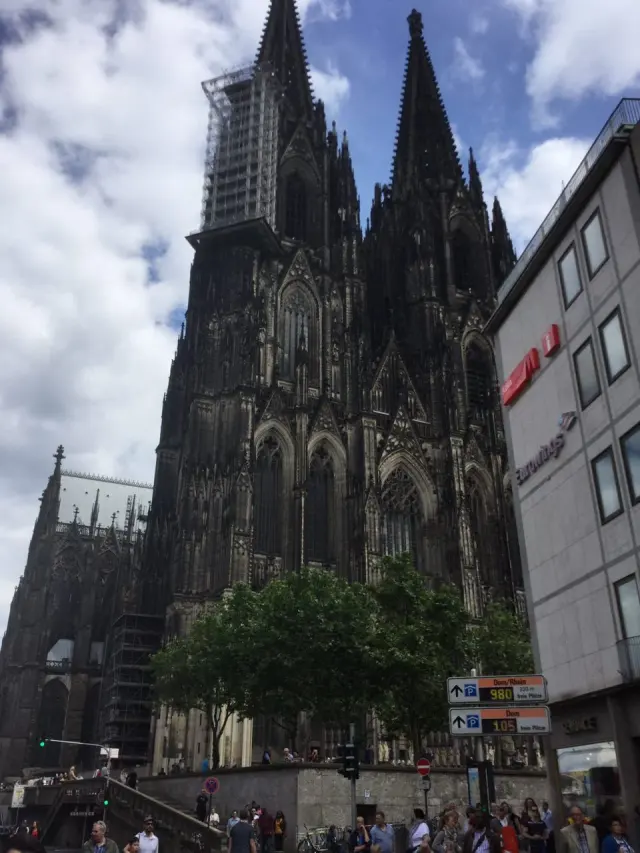 A cathedral at the end of a city street