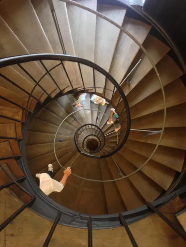 A spiral staircase seen from above